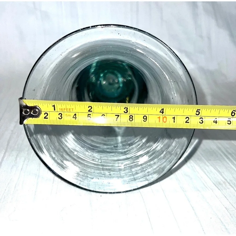 Hand Blown Recycled Glass Cone Vase Replacement Trumpet Vase Teal Ombre 10.25